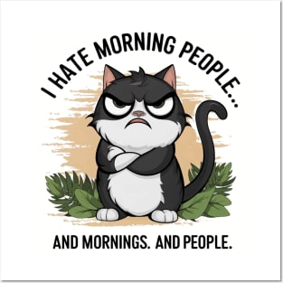 Funny Grumpy Morning Cat for Sarcastic Introverts who Hate Morning People Posters and Art